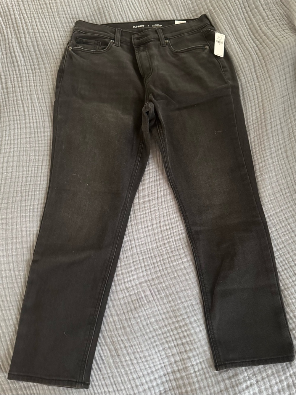 NWT Old Navy Mid-Rise Boyfriend Built-In Warm Jeans Size 4 Light Black